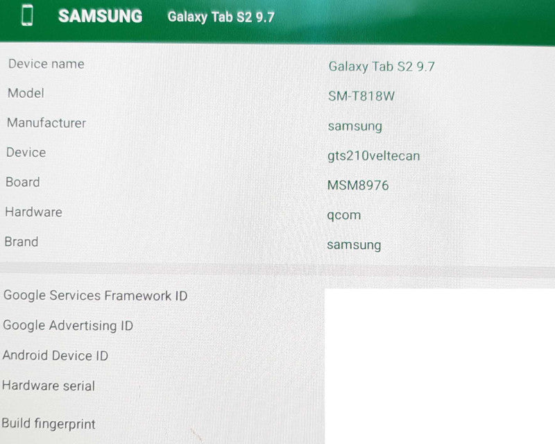 SAMSUNG GALAXY TAB S2 32GB SM-T818W WIFI 4G LTE GSM - Screen Burn +