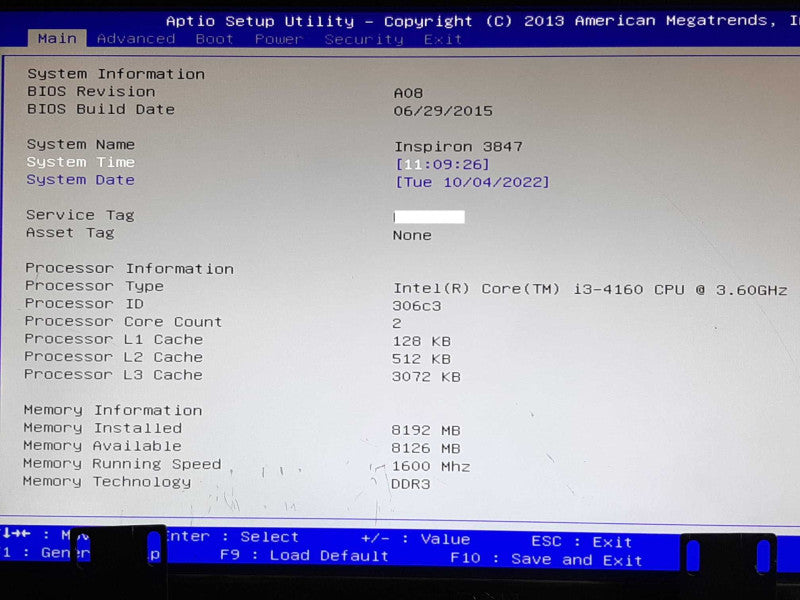 Combo Mother Board Dell Inspiron 3847 w/ i3-4160 @ 3.60GHz 8GB RAM  +