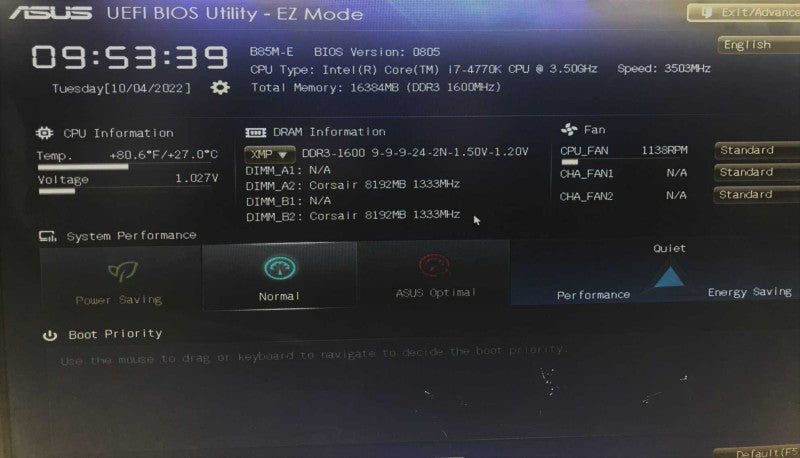 ASUS B85M-E i7-4770K 3.5GHz 16GB DDR3 RAM NO OS NO HDD w/ IO Shield