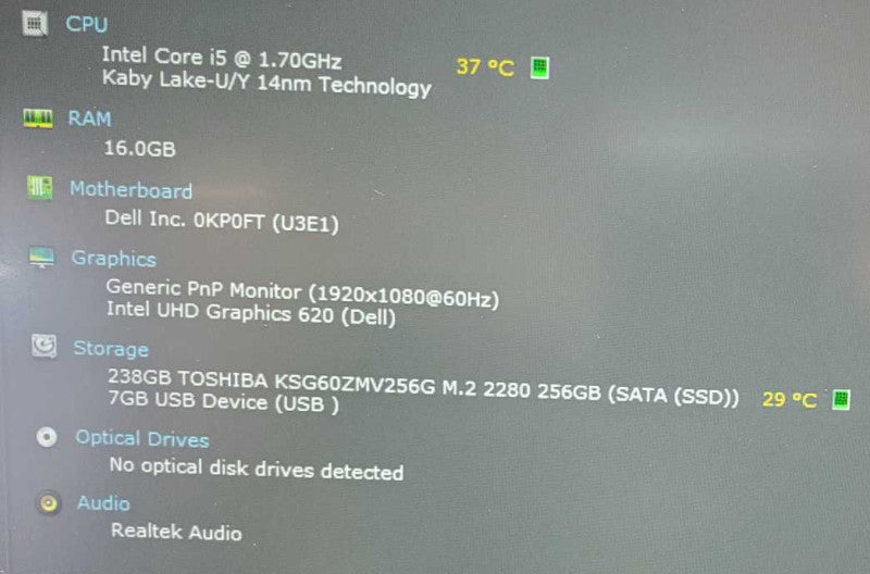 Dell Latitude 7490 Core i5-8350U @ 1.7 GHz 16GB DDR4 250GB SSD (