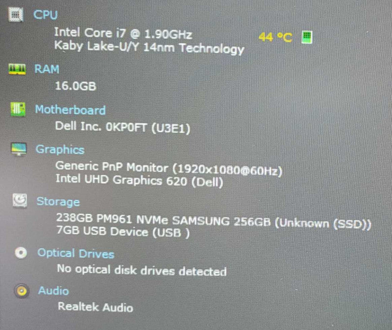 Dell Latitude 7490 Core i7-8650U @ 1.9 GHz 16GB DDR4 250GB SSD (