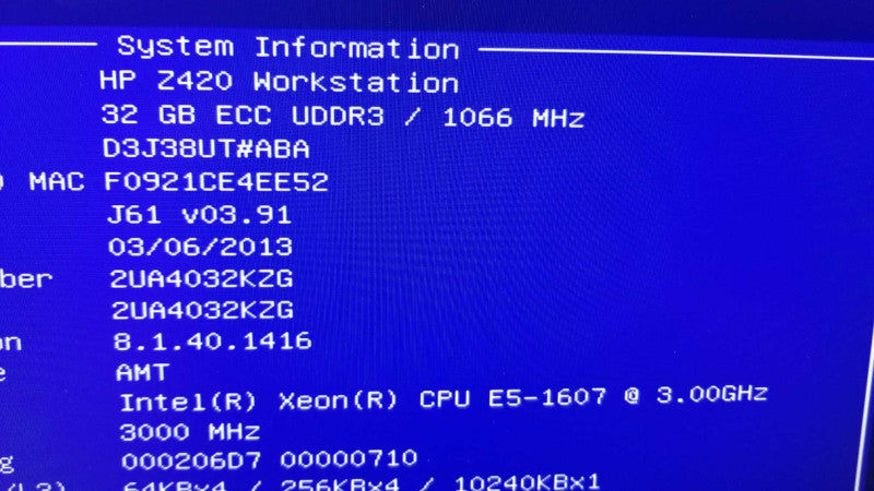 HP Z420 WorkStation, Xeon E5-1607 3.0GHz/32GB DDR3, Quadro 2000 D, NO HDDs ~