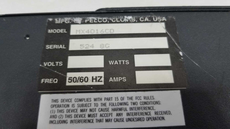 PELCO MX4016CD MULTIPLEXER 16 CHANNEL COLOR 110-240VAC 50/60HZ AS-IS For PARTs ~