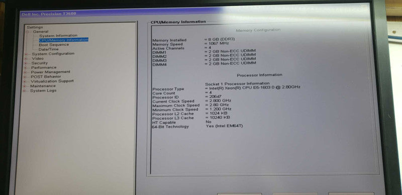 Dell Precision T3600 Xeon E5-1603 @ 2.80ghz / 8gb ram / NVS 310 GPU #