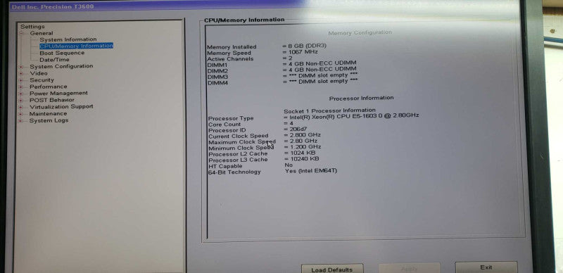 Dell Precision T3600 Xeon E5-1603 @ 2.80ghz / 8gb ram / no GPU / no HDDs #