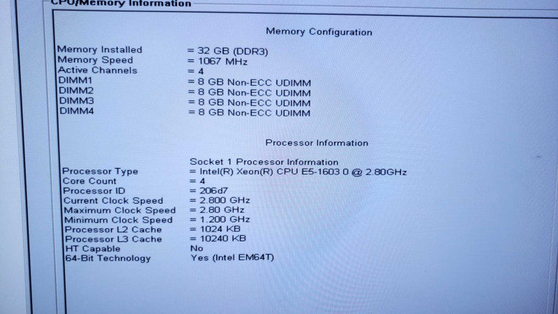 DELL Precision T3600 Xeon E5-1603@2.8GHz 32GB DDR3 Radeon HD6450 No HDD [