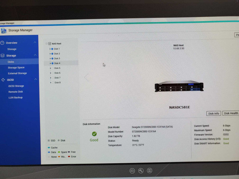 QNAP TS-869U-RP 8-Bay Network attached storage, 4x 2TB HDDs, factory reset _
