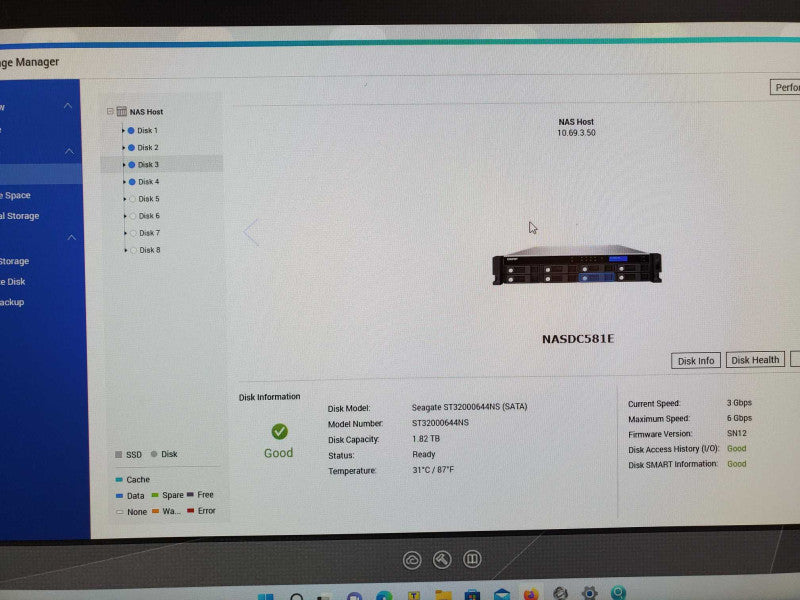 QNAP TS-869U-RP 8-Bay Network attached storage, 4x 2TB HDDs, factory reset _