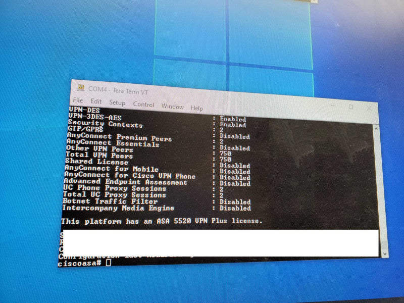 Cisco ASA5520 Adaptive Security Application VPN Plus License _ factory reset )