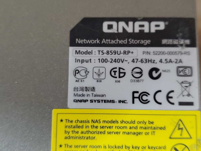 QNAP TS-859U-RP+ 8-Bay Network attached storage 4x 2TB HDDs, Factory reset _