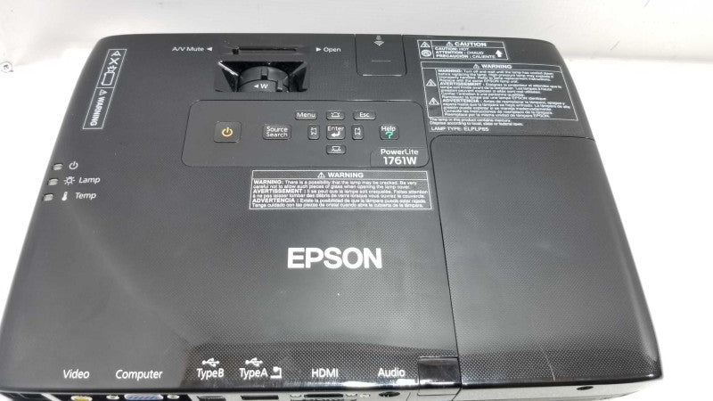 Epson PowerLite 1761W H478A Portable LCD Projector, No Remote, 64 Lamp Hrs. ~