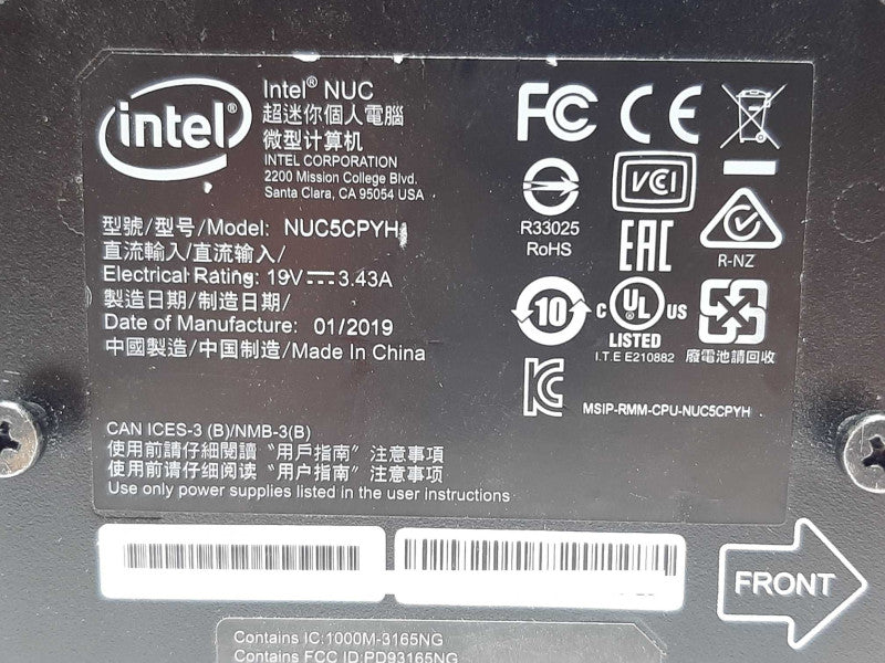 Intel NUC NUC5CPYH Celeron N3060 @ 1.60GHz 8GB RAM - NO HDD +