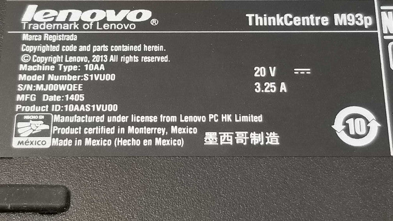 Lenovo M93p Tiny Intel Core i5-4570T 2.90Ghz/8GB, NO HDDs/AC/Antenna, QTY~