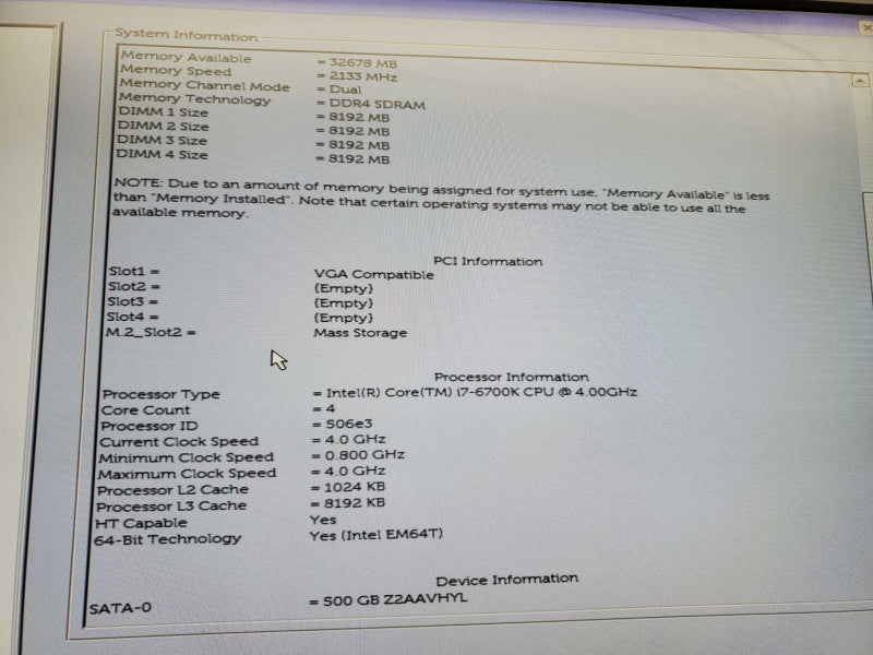 Dell Precision Tower 3620 i7-6700K @4.0GHz 32GB DDR4 500GB HDD No GPU )