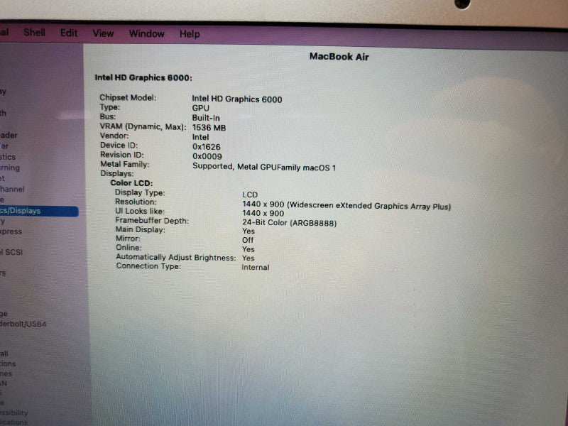 Macbook Air 2017 Core i5-5350U @ 1.8 GHz 8GB Ram 120GB SSD (