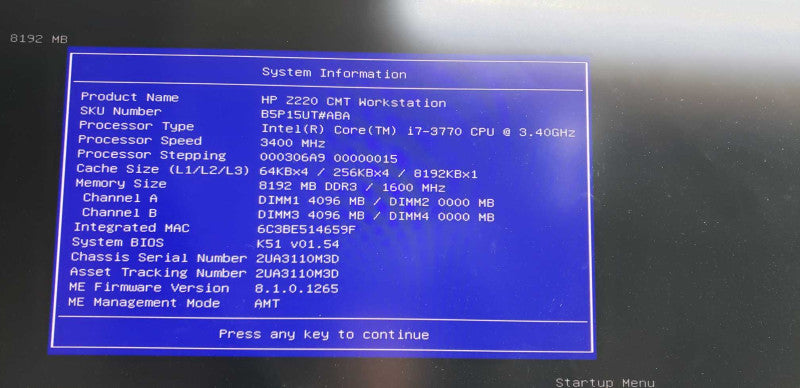 HP Z220 Xeon i7-3770 @ 3.40ghz / 8gb ram / zotec GTX 950 2GB DDR5  #
