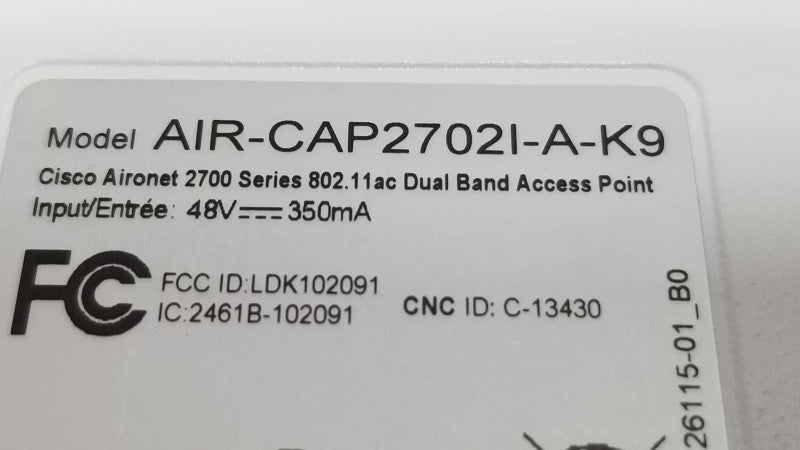 Cisco Aironet AIR-CAP2702I-A-K9 2700 Wireless Access Point, QTY ~