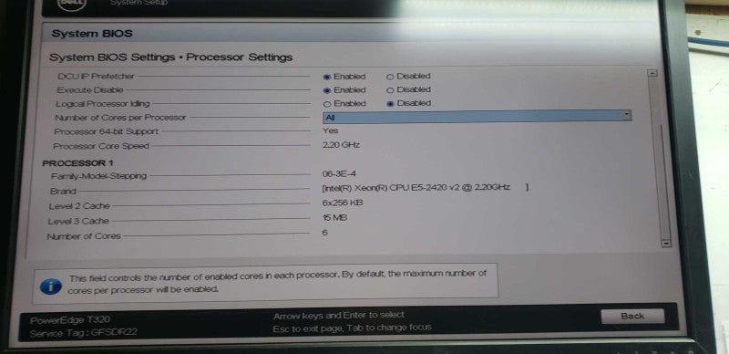 Dell Poweredge T320 Xeon E5-2420 @ 2.20ghz / 8gb ram / H310 Ctrl #
