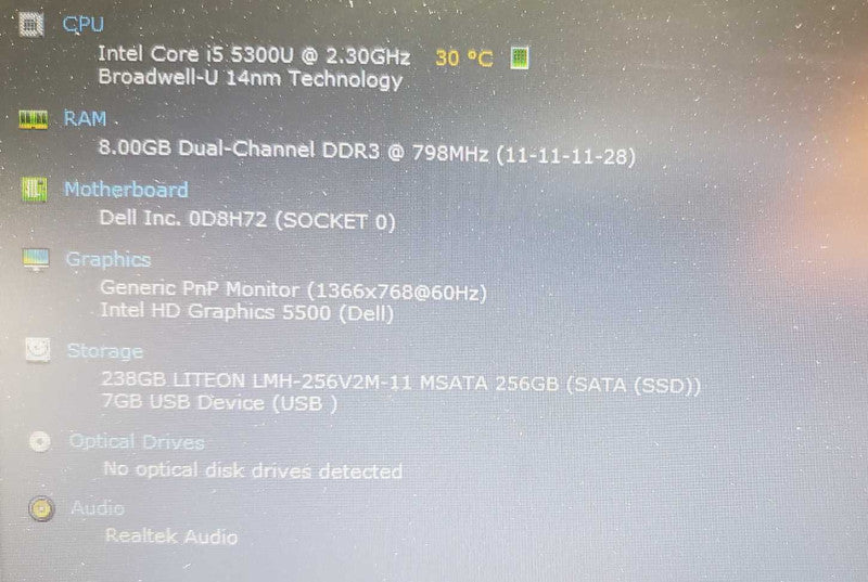 Dell Latitude E7450 Core i5-5300U @ 2.3 GHz 8GB Ram 250GB SSD (