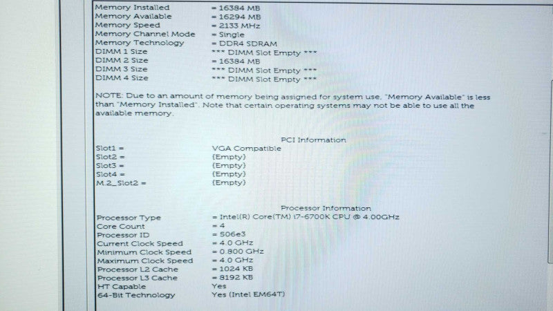 Dell Precision Tower 3620 i7-6700K@4GHz 16GB DDR4 No HDD [