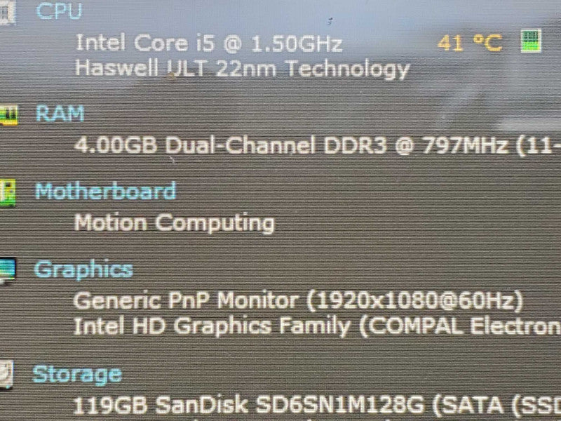InMotion R12 Tablet, i5 1.5GHz Haswell ULT 22nm 4GB DDR3 128GB SSD |