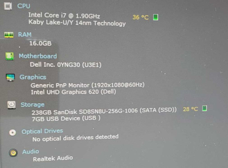 Dell Latitude 7390 2-in-1 Core i7-8650U @ 1.9 GHz 16GB DDR4 250GB SSD *READ* (