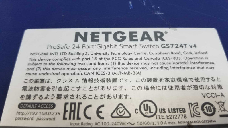 NETGEAR ProSafe GS724T 24-Port Gigabit Ethernet Smart Switch, Factory Reset ~