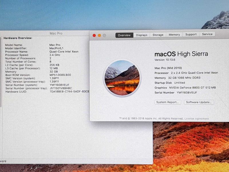 Mac Pro M.2010 Dual Quad-Core Xeon @2.4GHz 32GB RAM 1TB HDD 2x GeForce 8800GT1 +