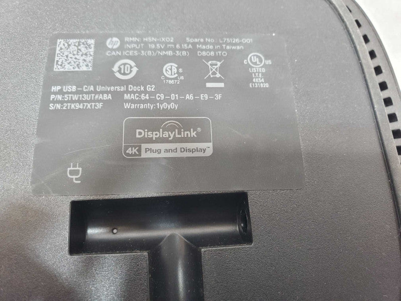 HP USB-C/A Universal Dock G2 HSN-IXO2 docking station, AS-IS _