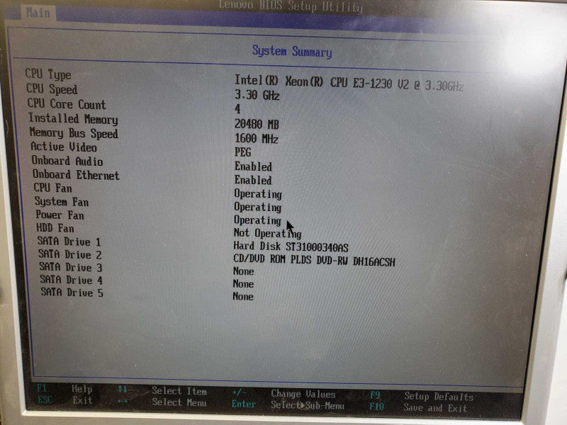 Lenovo ThinkStation E31 Xeon E3-1230 V2 @3.30Ghz,20GB RAM, 1TB HDD Quadro 600 )