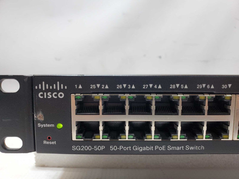 Cisco SG200-50P 50-Port Gig PoE Smart Switch SLM2048PT w/ rack mount ears _