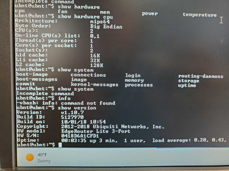 Ubiquiti Networks EdgeRouter Lite ERLite-3, Factory reset _