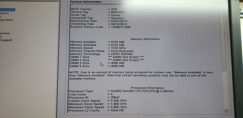 Dell Precision T1600 Xeon E3-1270 @ 3.40ghz / 8gb ram / quadro 600 #