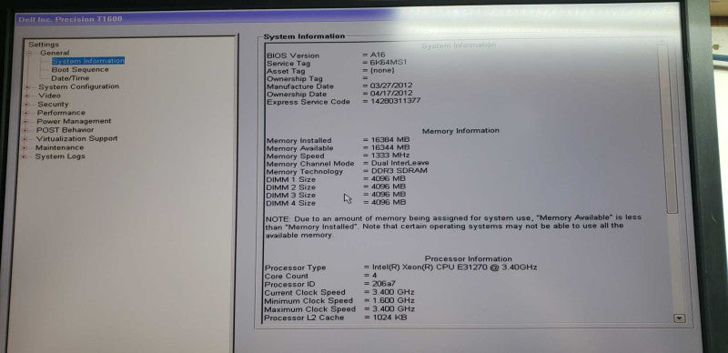 Dell Precision T1600 Xeon E3-1270 @ 3.40ghz / 16gb ram / quadro 2000 #