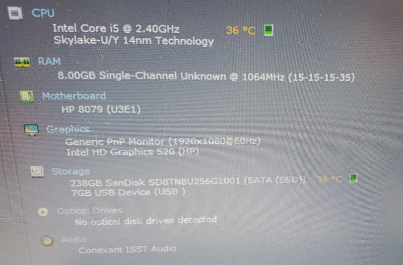 HP EliteBook 840 G3 Core i5-6300U @ 2.4 GHz 8GB DDR4 250GB SSD (