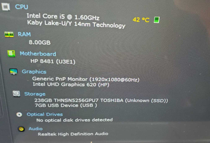 HP Envy Core i5-8250U @ 1.6 GHz 8GB DDR4 250GB SSD *Touchscreen - READ* (