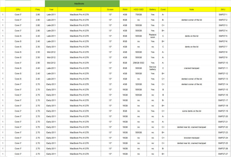 (SMP27) 50x Macbook Pro 2010-2012