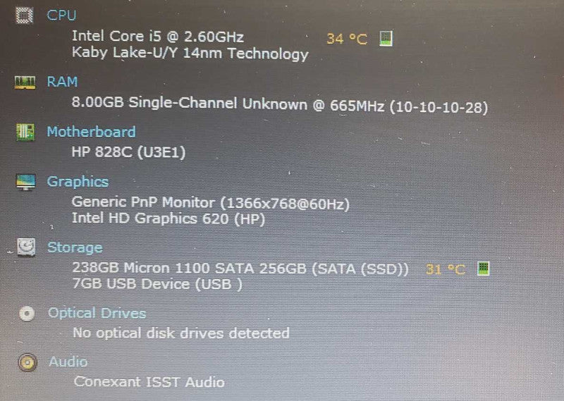 HP EliteBook 840 G4 Core i5-7300U @ 2.6 GHz 8GB DDR4 250GB SSD (