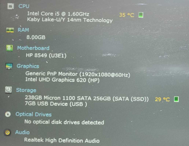 HP EliteBook 840 G6 Core i5-8265U @ 1.6 GHz 8GB DDR4 250GB SSD (