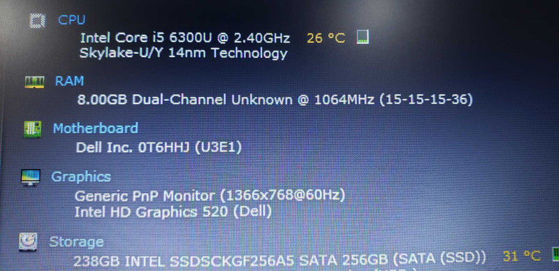 Dell lattitude 7470 I5-6300u @ 2.40ghz / 8gb ram / 256gb ssd / 14\\"  #