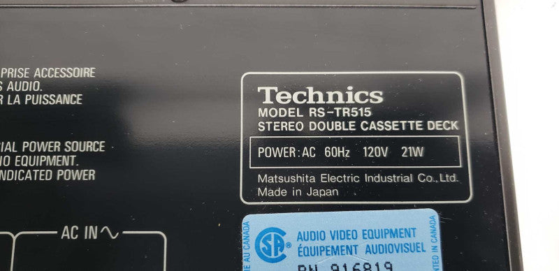 Technics RS-TR515 Double Cassette Deck #