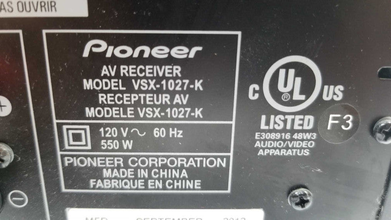 PIONEER VSX-1027-K - 6 HDMI - 7.2 CHANNEL SURROUND SOUND RECEIVER ~