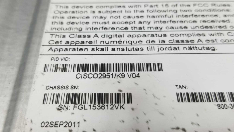 Cisco 2951 Router ipbasek9, CISCO2951/K9 2900 Series ~