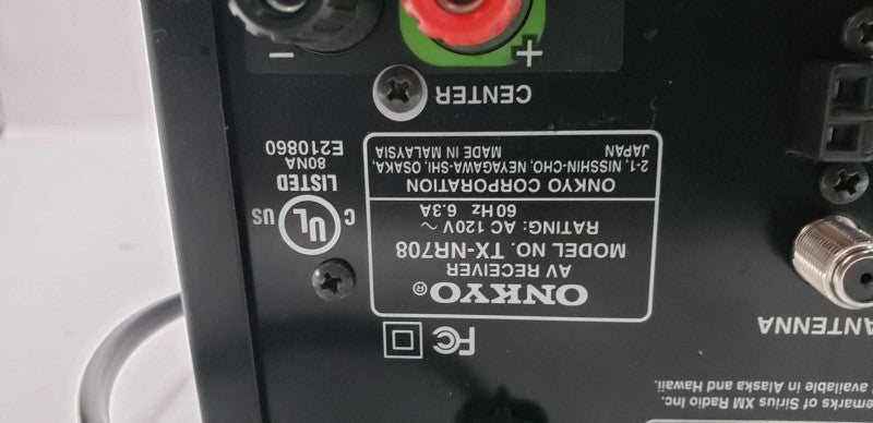 Onkyo TX-NR708 7.2 Channel Receiver / see notes #