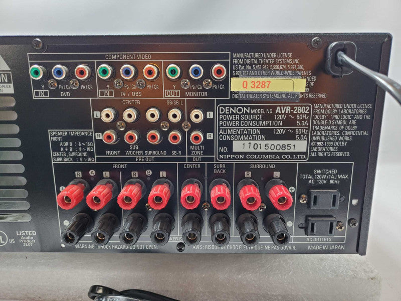 Denon Precision Audio Component/AV Surround Receiver AVR-2802, AS-IS _