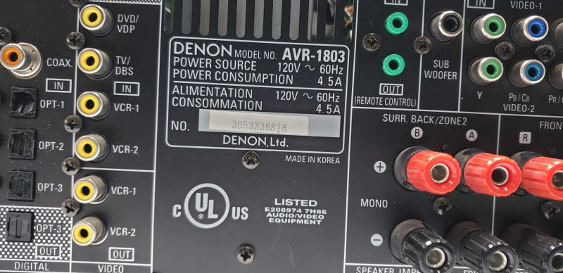 Denon AV Surround receiver AVR-1803 / see notes #