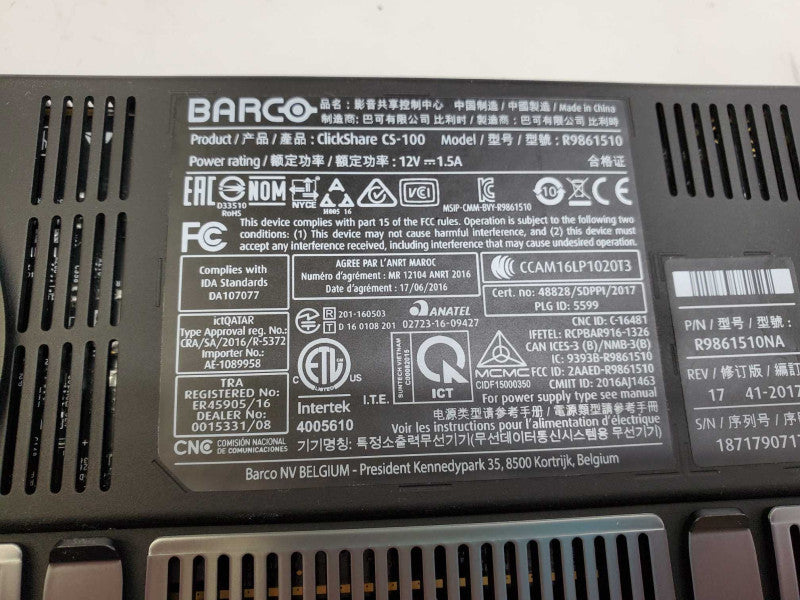Barco ClickShare CS-100 Wireless Presentation System R9861510 w/ button AS-IS )