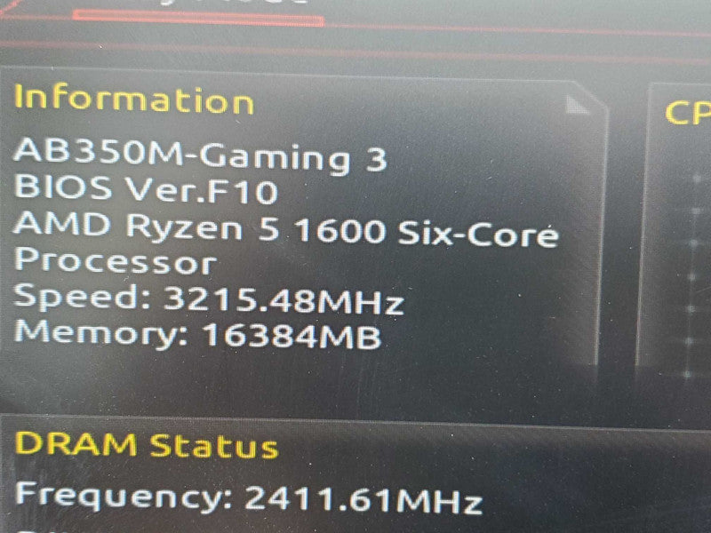 GA-AB350M-GAMING 3 Motherboard, AMD Ryzen 5 1600 16GB DDR4 |