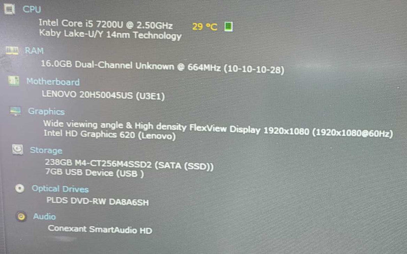 Lenovo ThinkPad E570 Core i5-7200U @ 2.5 GHz 16GB DDR4 250GB SSD (