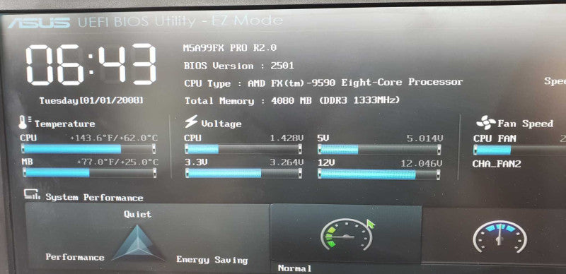 CPU/Mobo combo AMD FX-9590 @ 4.7ghz / 4gb ram / M5A99FX PRO R2.0 / quadro k600 #